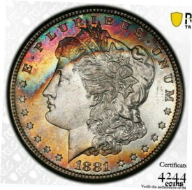 【極美品/品質保証書付】 アンティークコイン コイン 金貨 銀貨 [送料無料] 1881-S Morgan Dollar, PCGS MS65, Incredible Vibrant Crescent Rainbow Toning, TV!