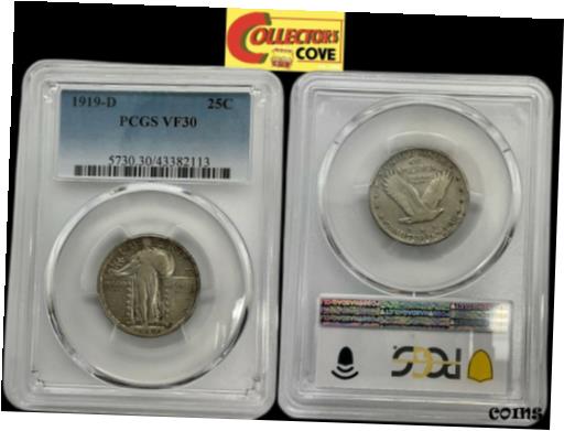 アンティークコイン コイン 金貨 銀貨 [送料無料] 1919-D Denver Mint Standing Liberty Silver Quarter PCGS VF30 Eo26-22のサムネイル