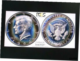【極美品/品質保証書付】 アンティークコイン コイン 金貨 銀貨 [送料無料] 1964 KENNEDY HALF PR69 LOOKS CAM 2XTONED THE ETERNAL BLUE FLAME OF CAMELOT