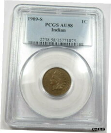 【極美品/品質保証書付】 アンティークコイン コイン 金貨 銀貨 [送料無料] 1909-S PCGS AU58 Indian Head Cent Penny 1c US Coin Item #29819A