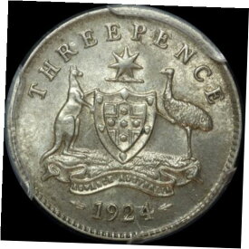 【極美品/品質保証書付】 アンティークコイン コイン 金貨 銀貨 [送料無料] 1924 Threepence Choice Unc (PCGS MS63)
