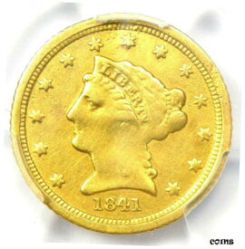【極美品/品質保証書付】 アンティークコイン コイン 金貨 銀貨 [送料無料] 1841-C Liberty Gold Quarter Eagle $2.50 Charlotte - Certified PCGS Fine Details