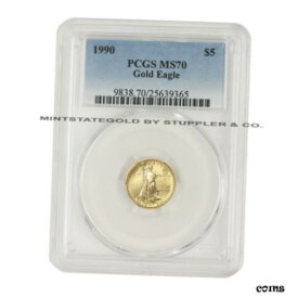 【極美品/品質保証書付】 アンティークコイン コイン 金貨 銀貨 [送料無料] 1990 $5 Gold Eagle PCGS MS70 VERY RARE five dollar American Bullion 1/10 oz coin