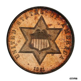 【極美品/品質保証書付】 アンティークコイン コイン 金貨 銀貨 [送料無料] 1861 3CS Three Cent Silver PCGS PR64CAM (CAC) #3114-3