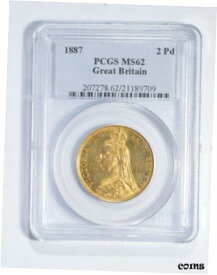 【極美品/品質保証書付】 アンティークコイン コイン 金貨 銀貨 [送料無料] MS62 1887 Great Britain 2 Pounds World Gold Coin - Graded PCGS *2745