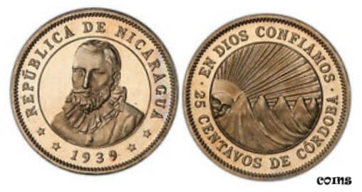 【極美品/品質保証書付】 アンティークコイン NICARAGUA 1939 Copper-Nickel 25 Centavos. PCGS PR66 Cameo KM 18.1. [送料無料] #cot-wr-8392-1328：金銀プラチナ ワールドリソース