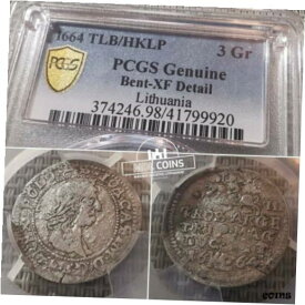 【極美品/品質保証書付】 アンティークコイン 硬貨 Lithuania - John Casimir - 3 gross - 1664 year - PCGS XF Detail - !!! RARE !!! [送料無料] #oot-wr-8392-1583