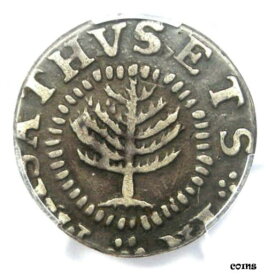 【極美品/品質保証書付】 アンティークコイン 硬貨 1652 Massachusetts Pine Tree Shilling 1S - PCGS XF Details (EF) - Rare Coin! [送料無料] #oct-wr-8431-195