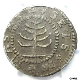 【極美品/品質保証書付】 アンティークコイン 硬貨 1652 Massachusetts Pine Tree Shilling 1S - PCGS XF Details (EF) - Rare Coin! [送料無料] #oct-wr-8431-282