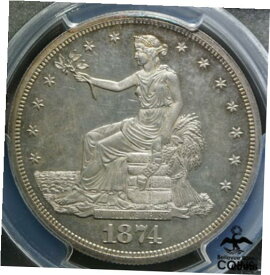 【極美品/品質保証書付】 アンティークコイン 銀貨 1874 United States PROOF Trade Dollar 90% Silver Coin PCGS PR63 CAM CHOICE! [送料無料] #sct-wr-8431-456