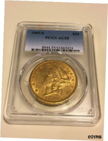 【極美品/品質保証書付】 アンティークコイン 金貨 1865-S $20 PCGS AU55 Liberty Double Eagle Gold Coin eyeclean very nice appeal [送料無料] #gct-wr-8432-247