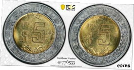 【極美品/品質保証書付】 アンティークコイン 硬貨 ER044 MEXICO. Mint Error -- Struck with Two Reverse Core Die -- 5 Peso, 2018-Mo [送料無料] #oof-wr-8433-1393