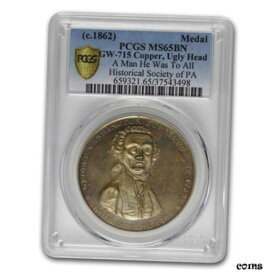 【極美品/品質保証書付】 アンティークコイン 硬貨 (c.1862) Washington Ugly Head Medal MS-65 PCGS (Brown) - SKU#229700 [送料無料] #oot-wr-8434-1813