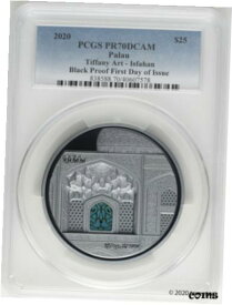 【極美品/品質保証書付】 アンティークコイン コイン 金貨 銀貨 [送料無料] 2020 Palau $25 Tiffany Art Isfahan 5oz Black Proof Silver Coin PCGS PR70 FDI
