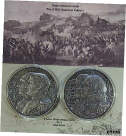 【極美品/品質保証書付】 アンティークコイン コイン 金貨 銀貨 [送料無料] Niue 2012 $5 WAR 1812 KUTUZOV - NAPOLEON 2 x 2 oz Silver Coin Set