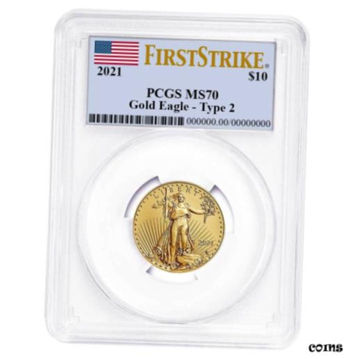 アンティークコイン コイン 金貨 銀貨 [送料無料] 2021 $10 Type 2 American Gold Eagle 1/4 oz PCGS MS70 FS Flag Label
