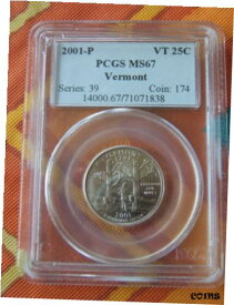 2001-P バーモント州 PCGS MS-67 州地区ビジネスストライキ 米国への送料無料2001-P Vermont PCGS MS-67 State District Business Strike Free Shipping to USA