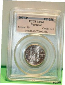 【極美品/品質保証書付】 アンティークコイン コイン 金貨 銀貨 [送料無料] 2001 P PCGS Statehood 25 Cent MS66 Vermount