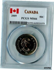 【極美品/品質保証書付】 アンティークコイン コイン 金貨 銀貨 [送料無料] 2009 CANADA PCGS MS66 COAT OF ARMS 50 CENTS 50C! BEAUTY!