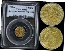 【極美品/品質保証書付】 アンティークコイン コイン 金貨 銀貨 [送料無料] GERMANY (WEIMAR REPUBLIC) 5 RENTENPFENNIG 1924-A KM-32 (PCGS MS66) *SUPERB GEM*