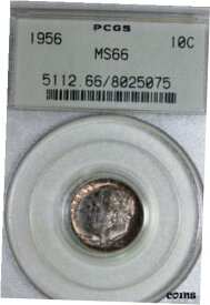 【極美品/品質保証書付】 アンティークコイン コイン 金貨 銀貨 [送料無料] 1956-P Roosevelt 90% Silver Dime PCGS Graded MS 66 Green Label Holder (8025075)