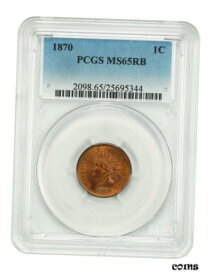 【極美品/品質保証書付】 アンティークコイン コイン 金貨 銀貨 [送料無料] 1870 1c PCGS MS65 RB - Key Date - Indian Cent - Key Date