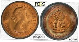 【極美品/品質保証書付】 アンティークコイン コイン 金貨 銀貨 [送料無料] 1964 NEW ZEALAND 1/2 PENNY PCGS MS64RB RAINBOW COLOR TONED COIN! *TRUEVIEW*