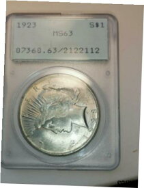 【極美品/品質保証書付】 アンティークコイン コイン 金貨 銀貨 [送料無料] 1923 Peace Dollar $1 PCGS MS63 - old green LABEL ( RATTLER)