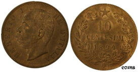 【極美品/品質保証書付】 アンティークコイン コイン 金貨 銀貨 [送料無料] ITALY KINGDOM 1894-BI 10 CENTESIMI COIN CHOICE UNCIRCULATED PCGS CERTIFIED MS63