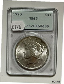【極美品/品質保証書付】 アンティークコイン コイン 金貨 銀貨 [送料無料] 1923 Peace Dollar $1 PCGS MS63 - old green label