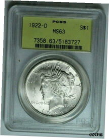 【極美品/品質保証書付】 アンティークコイン コイン 金貨 銀貨 [送料無料] 1922-D Peace Dollar PCGS MS63 OLD GREEN LABEL VAM HUGE DIE CRACK Silver $1 Coin!