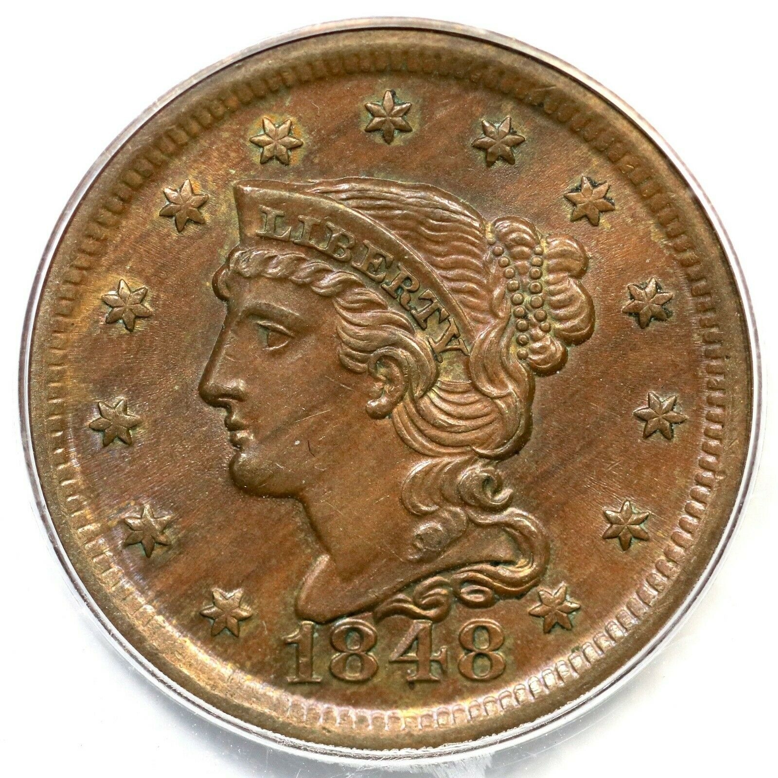 【極美品/品質保証書付】 アンティークコイン 硬貨 1848 N-35 R-2 PCGS MS 63 BN Braided Hair Large Cent Coin 1c [送料無料] #oct-wr-8790-2245：金銀プラチナ ワールドリソース
