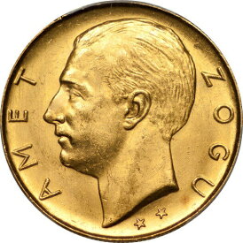 【極美品/品質保証書付】 アンティークコイン 金貨 Albania 1927-R Zog 1 Gold 100 Franga PCGS MS-63 Mintage: 5,000 [送料無料] #got-wr-8790-2760