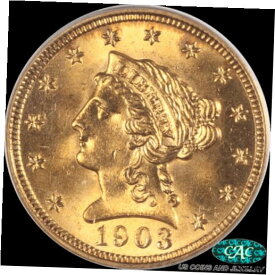【極美品/品質保証書付】 アンティークコイン 金貨 1903 Liberty $2 1/2 Gold Quarter Eagle PCGS and CAC MS64 Old Green PCGS Holder [送料無料] #got-wr-8791-1679
