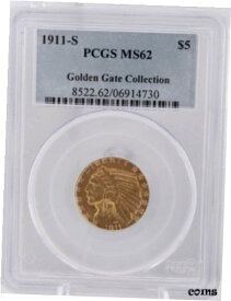【極美品/品質保証書付】 アンティークコイン 金貨 1911 S PCGS MS 62 Liberty Half Eagle Gold Dollar $5.00 San Francisco Mint Coin [送料無料] #gct-wr-8791-7905