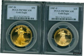 【極美品/品質保証書付】 アンティークコイン 金貨 1987 2-COINS SET GOLD EAGLE 1987-W $50 & 1987-P $25 PCGS PR70 PROOF PF70 PF-70 [送料無料] #gct-wr-8791-8607