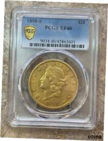 【極美品/品質保証書付】 アンティークコイン 金貨 1898-S $20 PCGS XF40 - Liberty Double Eagle - Gold Coin Cert # 9034.40/42863601 [送料無料] #gct-wr-8791-8988
