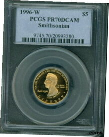 【極美品/品質保証書付】 アンティークコイン 金貨 1996-W $5 GOLD SMITHSONIAN PCGS PR70 PR-70 PROOF PF70 CAMEO ! [送料無料] #got-wr-8791-9264