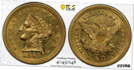 【極美品/品質保証書付】 アンティークコイン 金貨 1845 D $2.50 GOLD LIBERTY QUARTER EAGLE COIN PCGS AU58 [送料無料] #gct-wr-8791-1805