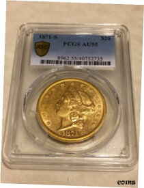 【極美品/品質保証書付】 アンティークコイン 金貨 1871-S AU55 PCGS $20 Liberty Double Eagle Gold Coin very nice coin great appeal [送料無料] #gct-wr-8791-2061