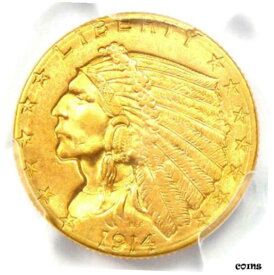 【極美品/品質保証書付】 アンティークコイン 金貨 1914-D Indian Gold Quarter Eagle $2.50 Coin. PCGS MS64+ Plus Grade - $8000 Value [送料無料] #gct-wr-8791-3465
