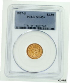 【極美品/品質保証書付】 アンティークコイン 金貨 1857-S $2.50 Gold Liberty Quarter Eagle Graded by PCGS as XF45+ [送料無料] #got-wr-8791-5525