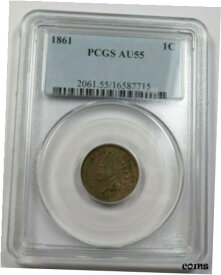 【極美品/品質保証書付】 アンティークコイン コイン 金貨 銀貨 [送料無料] 1861 PCGS AU55 Indian Head Cent Penny 1c US Coin Item #29765A