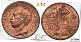 【極美品/品質保証書付】 アンティークコイン コイン 金貨 銀貨 [送料無料] ITALY KINGDOM 1911-R 10 CENTESIMI COIN CHOICE UNCIRCULATED CERTIFIED PCGS MS64