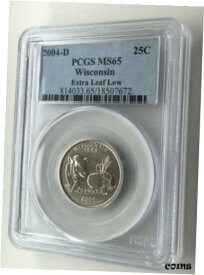 2004-D ウィスコンシン州超低葉州 25c エラー PCGS MS 652004-D Wisconsin Super Low Leaf State 25c Error PCGS MS 65