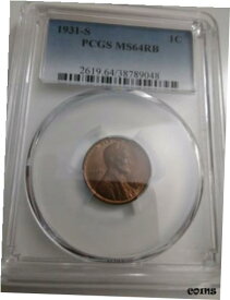 【極美品/品質保証書付】 アンティークコイン コイン 金貨 銀貨 [送料無料] 1931-S PCGS MS64RB Lincoln Wheat Cent! Rare and Certified High Grade Coin!