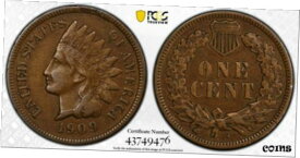 【極美品/品質保証書付】 アンティークコイン コイン 金貨 銀貨 [送料無料] PCGS VF35 1909-S Indian Penny 1C Coin