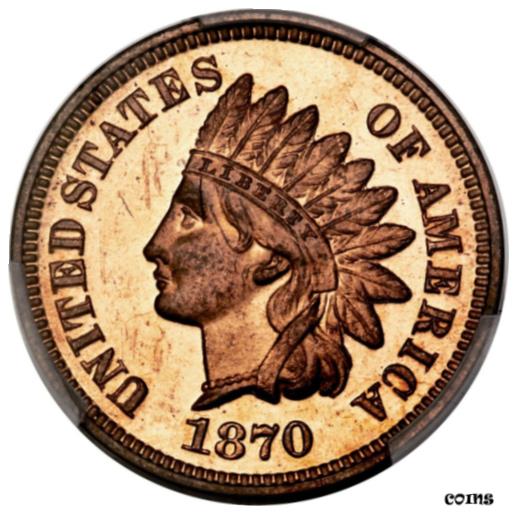 【極美品/品質保証書付】 アンティークコイン 硬貨 1870 1C PR65 Red Cameo PCGS Indian Cent Pop 4 / 4 Finer INCREDIBLE RED FLASH [送料無料] #oot-wr-8810-4367：金銀プラチナ ワールドリソース