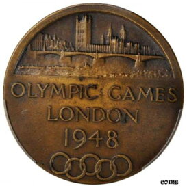 【極美品/品質保証書付】 アンティークコイン コイン 金貨 銀貨 [送料無料] Large Bronze Participation Medal 1948 London Olympic Games PCGS MS63 Gold Shield