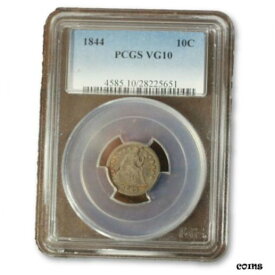 【極美品/品質保証書付】 アンティークコイン コイン 金貨 銀貨 [送料無料] 1844 自由の女神座像ダイム PCGS VG10 *** Rev Tye's Coin Stache *** #5651266- show original title
